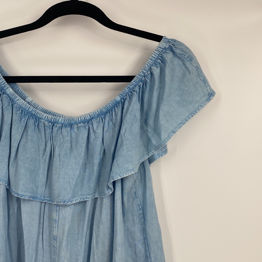 Sim & Sam Blue Off the Shoulder Top - Picture 7 of 8